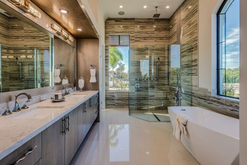 Luxury bathroom renovation with marble accents