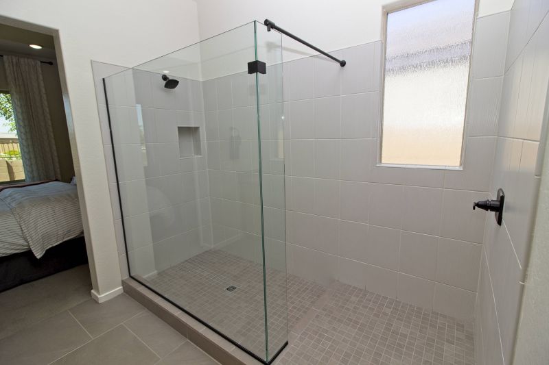 Modern walk-in shower with glass enclosure