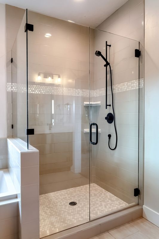 Open Shower with Matte Black Hardware